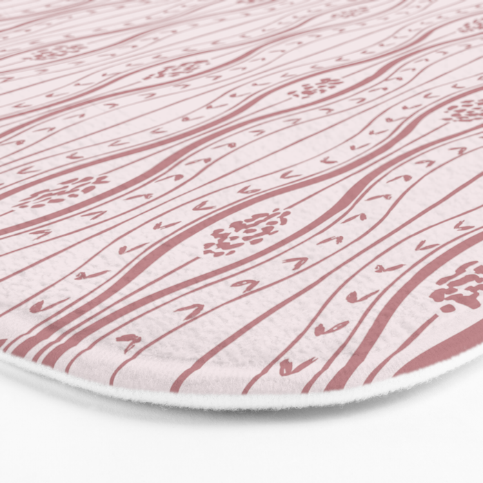Wavy lines and tiny blooms - dusty rose old pink tones pattern Bath Mat Gallery Image 3