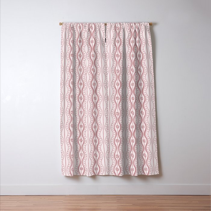 Wavy lines and tiny blooms - dusty rose old pink tones pattern Window Curtain Gallery Image 3
