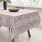 Wavy lines and tiny blooms - dusty rose old pink tones pattern Tablecloth Gallery Image 3