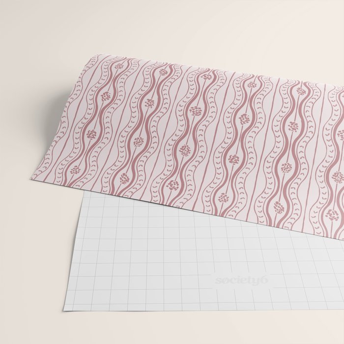 Wavy lines and tiny blooms - dusty rose old pink tones pattern Wrapping Paper Gallery Image 2