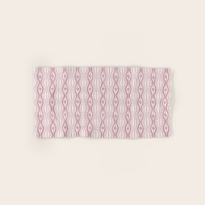 Wavy lines and tiny blooms - dusty rose old pink tones pattern Bath Towel Gallery Image 1