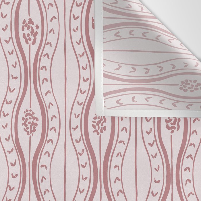 Wavy lines and tiny blooms - dusty rose old pink tones pattern Wall Tapestry Gallery Image 3