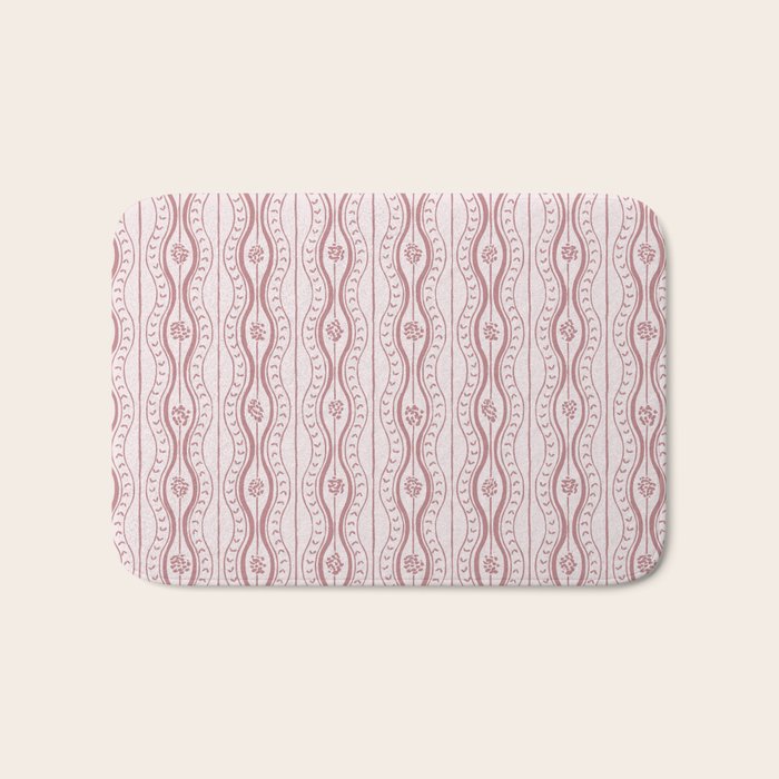 Wavy lines and tiny blooms - dusty rose old pink tones pattern Bath Mat Gallery Image 1