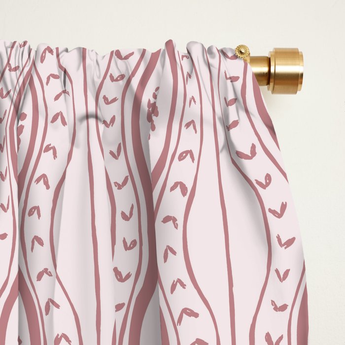 Wavy lines and tiny blooms - dusty rose old pink tones pattern Window Curtain Gallery Image 2