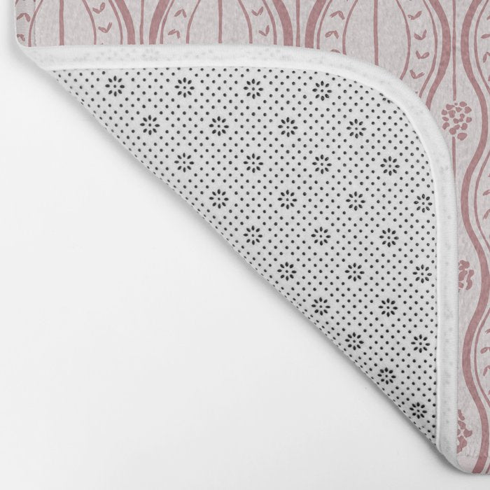 Wavy lines and tiny blooms - dusty rose old pink tones pattern Bath Mat Gallery Image 2