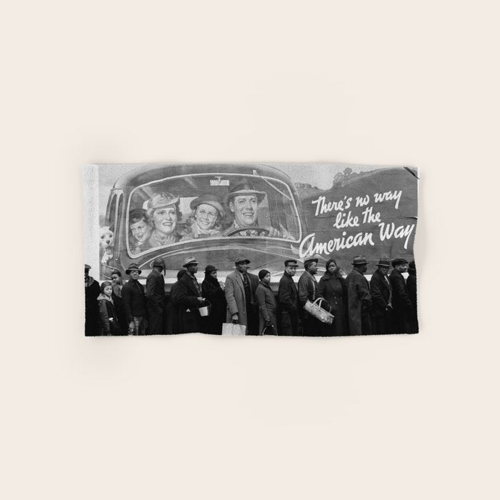 African American Flood Victims American Way Highest Standard of living black and white photograph Bath Towel Gallery Image 1