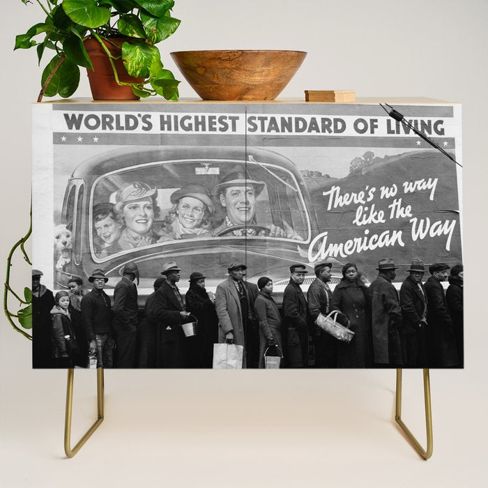African American Flood Victims American Way Highest Standard of living black and white photograph Credenza Gallery Image 1