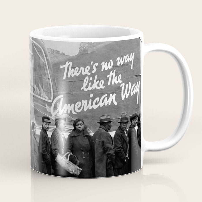 African American Flood Victims American Way Highest Standard of living black and white photograph Coffee Mug Gallery Image 1