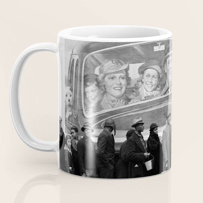 African American Flood Victims American Way Highest Standard of living black and white photograph Coffee Mug Gallery Image 3