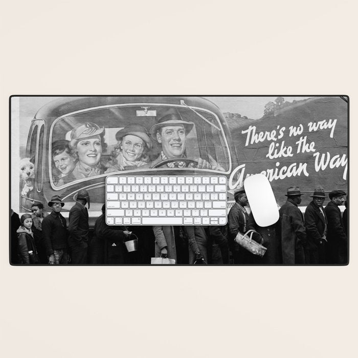 African American Flood Victims American Way Highest Standard of living black and white photograph Desk Mat Gallery Image 1