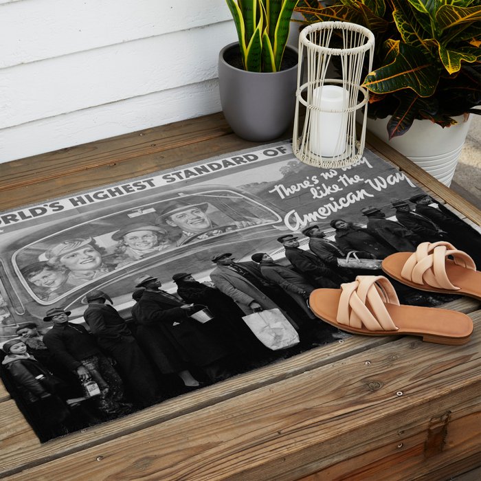 African American Flood Victims American Way Highest Standard of living black and white photograph Outdoor Rug Gallery Image 2