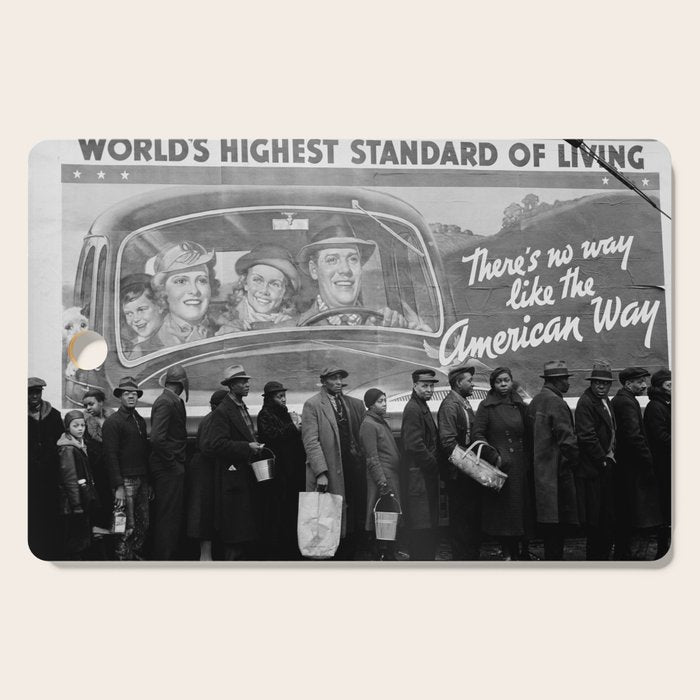 African American Flood Victims American Way Highest Standard of living black and white photograph Cutting Board Gallery Image 1