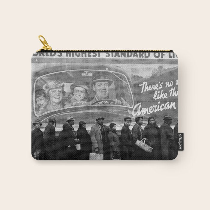 African American Flood Victims American Way Highest Standard of living black and white photograph Carry All Pouch Gallery Image 1