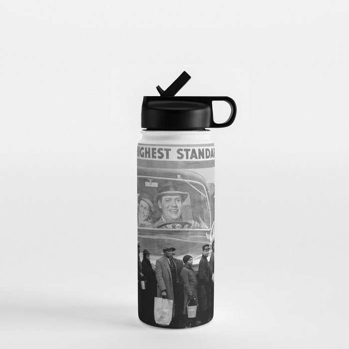 African American Flood Victims American Way Highest Standard of living black and white photograph Water Bottle Gallery Image 1