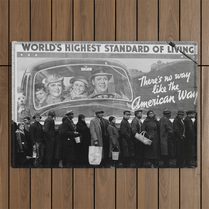 African American Flood Victims American Way Highest Standard of living black and white photograph Outdoor Rug Gallery Image 1