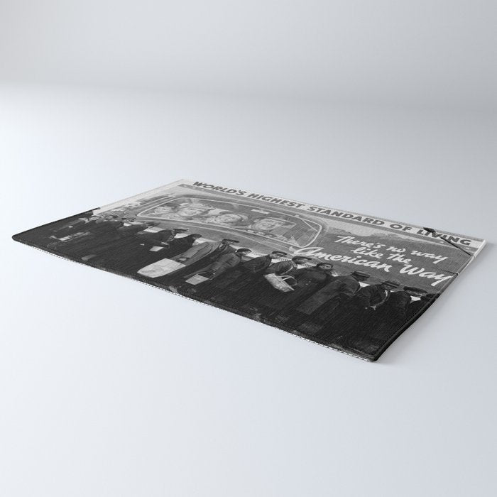 African American Flood Victims American Way Highest Standard of living black and white photograph Rug Gallery Image 3