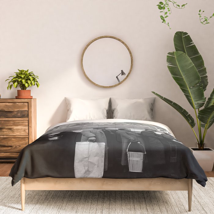 African American Flood Victims American Way Highest Standard of living black and white photograph Comforter Gallery Image 3