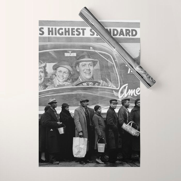 African American Flood Victims American Way Highest Standard of living black and white photograph Wrapping Paper Gallery Image 1