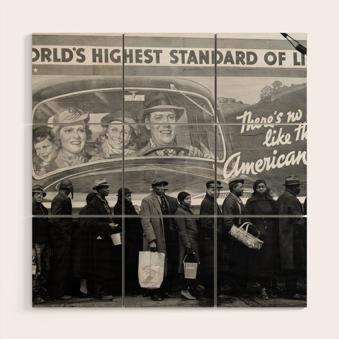 African American Flood Victims American Way Highest Standard of living black and white photograph Wood Wall Art Gallery Image 1
