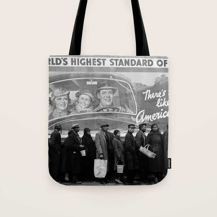 African American Flood Victims American Way Highest Standard of living black and white photograph Tote Bag Gallery Image 1