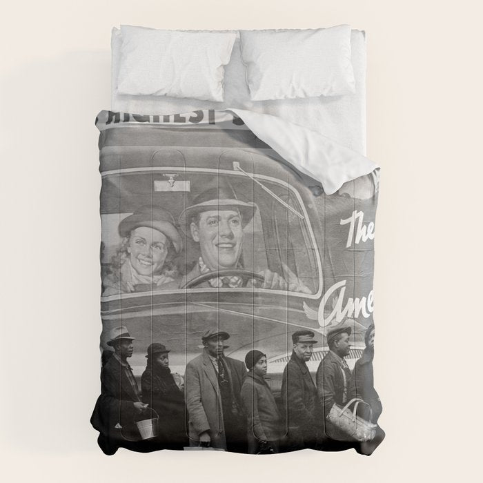African American Flood Victims American Way Highest Standard of living black and white photograph Comforter Gallery Image 6