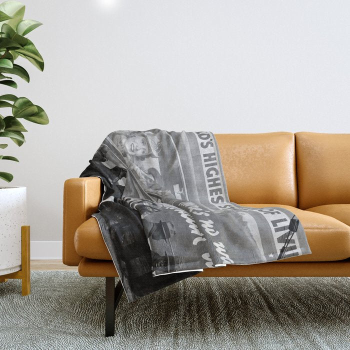 African American Flood Victims American Way Highest Standard of living black and white photograph Throw Blanket Gallery Image 1