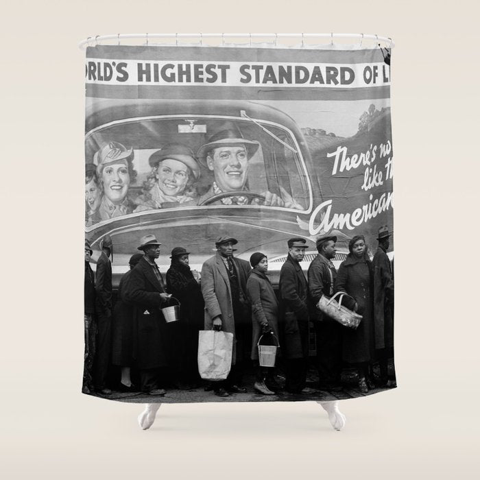 African American Flood Victims American Way Highest Standard of living black and white photograph Shower Curtain Gallery Image 1