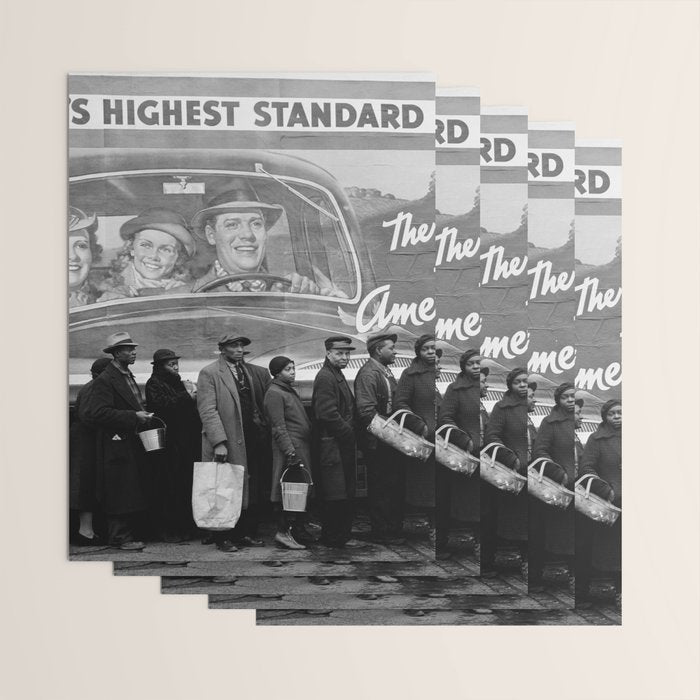 African American Flood Victims American Way Highest Standard of living black and white photograph Wrapping Paper Gallery Image 3