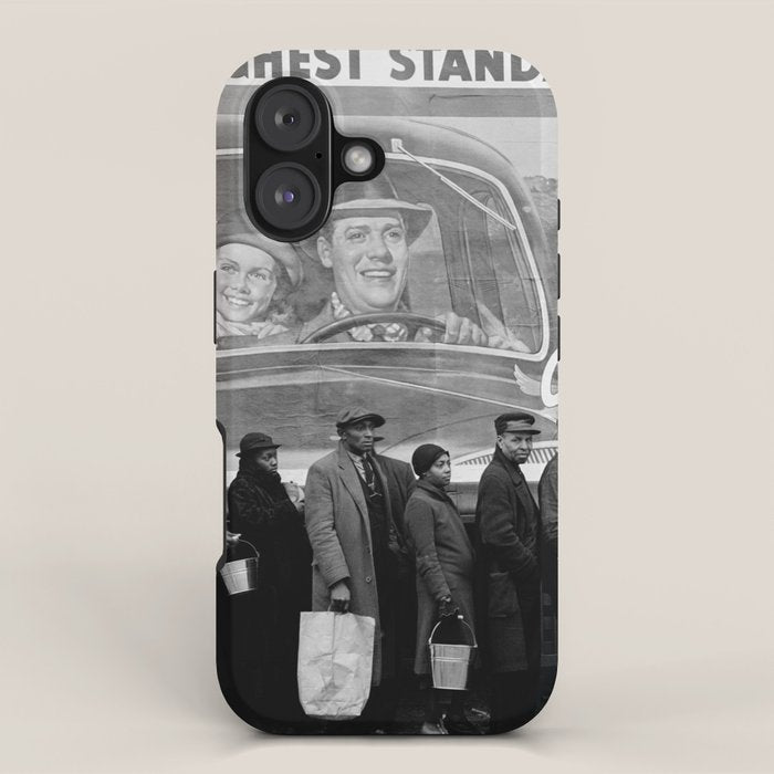 African American Flood Victims American Way Highest Standard of living black and white photograph iPhone Case Gallery Image 1