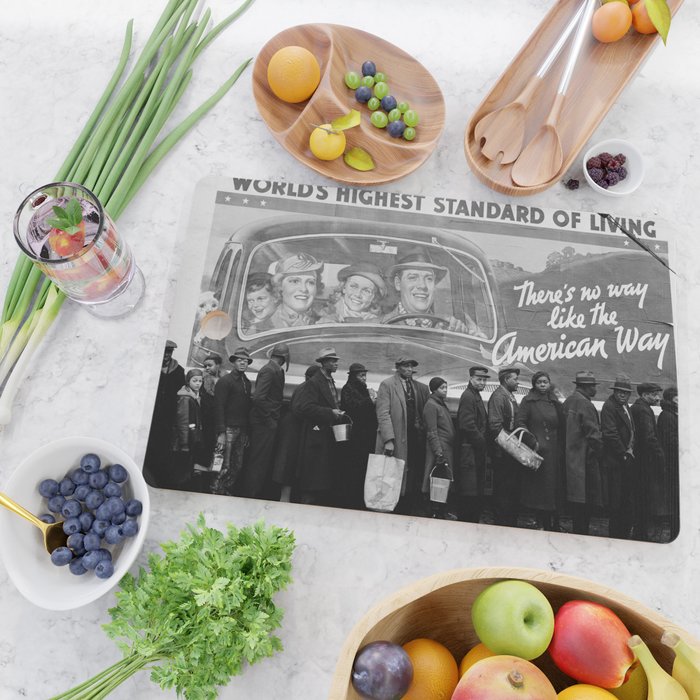 African American Flood Victims American Way Highest Standard of living black and white photograph Cutting Board Gallery Image 2