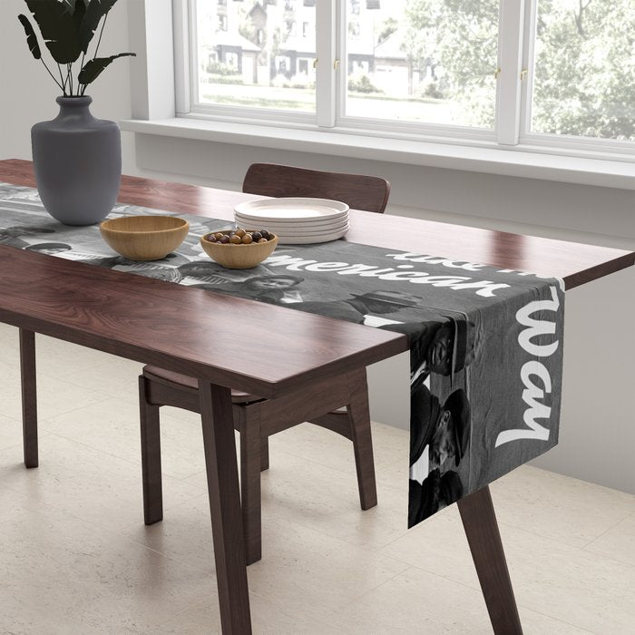African American Flood Victims American Way Highest Standard of living black and white photograph Table Runner Gallery Image 2
