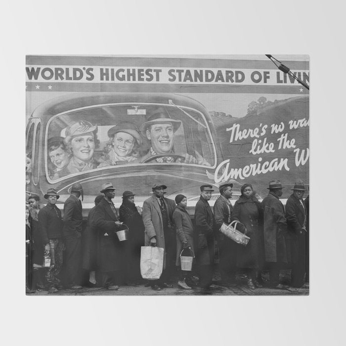 African American Flood Victims American Way Highest Standard of living black and white photograph Throw Blanket Gallery Image 2