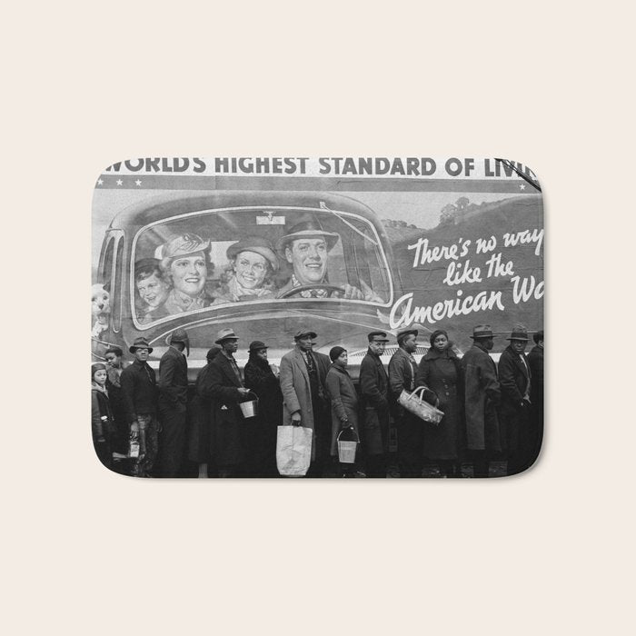 African American Flood Victims American Way Highest Standard of living black and white photograph Bath Mat Gallery Image 1