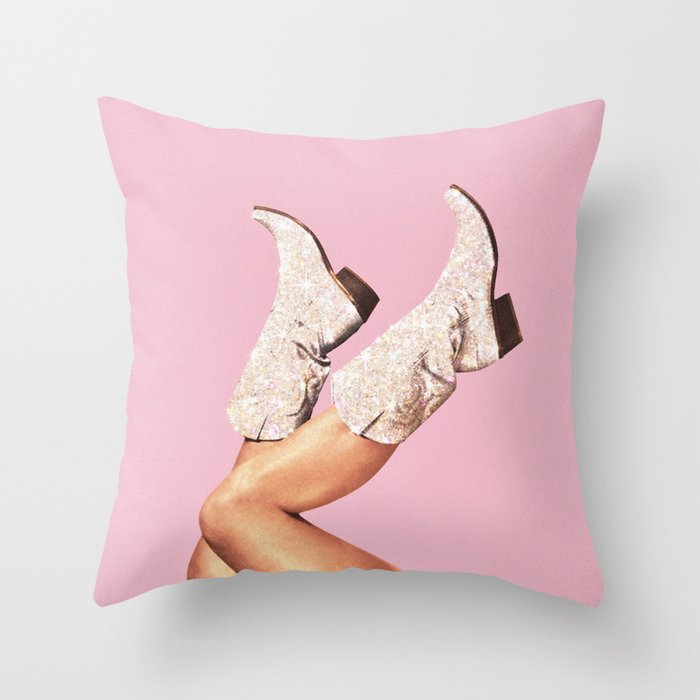 These Boots - Glitter Pink II Throw Pillow Gallery Image 6