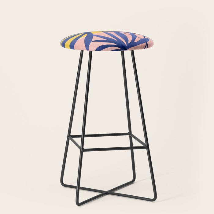 Bright Pop Tropical Palm Art Stool Gallery Image 1