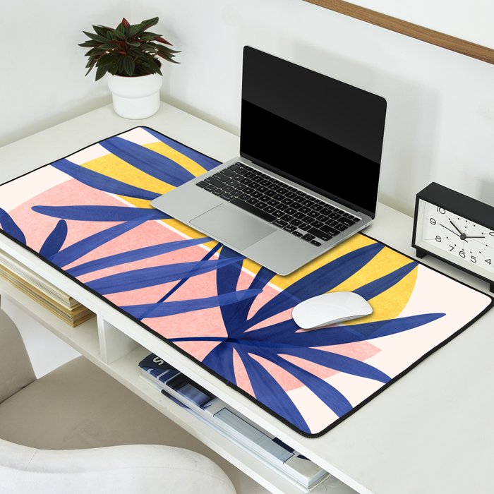 Bright Pop Tropical Palm Art Desk Mat Gallery Image 2