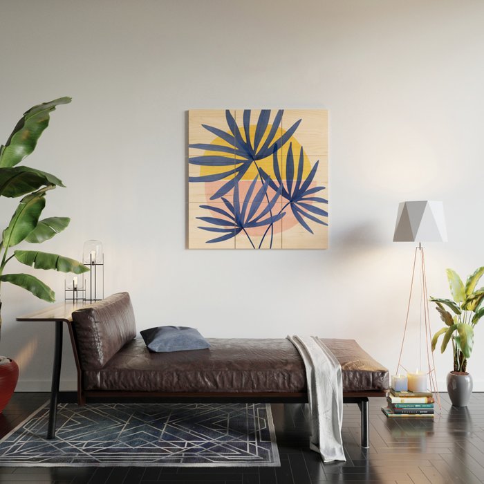 Bright Pop Tropical Palm Art Wood Wall Art Gallery Image 2