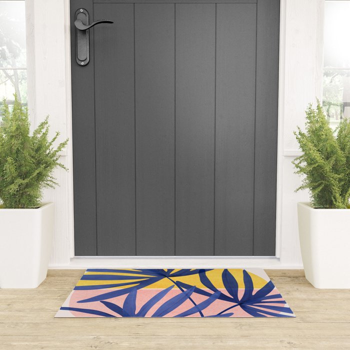 Bright Pop Tropical Palm Art Welcome Mat Gallery Image 3