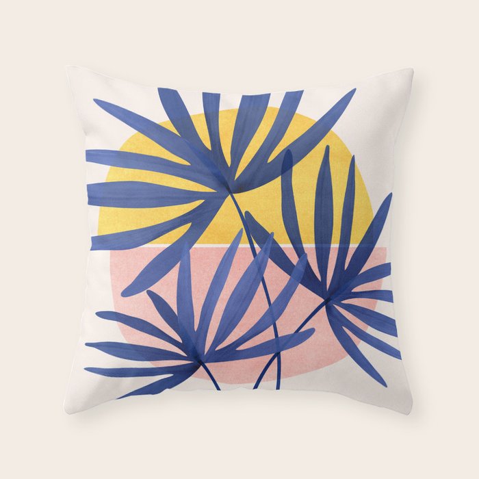 Bright Pop Tropical Palm Art Throw Pillow Gallery Image 1