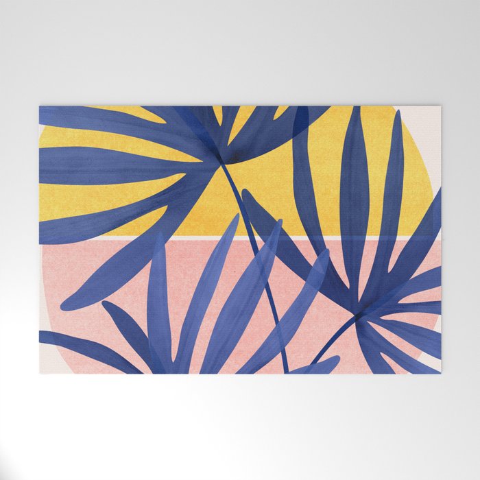 Bright Pop Tropical Palm Art Welcome Mat Gallery Image 1