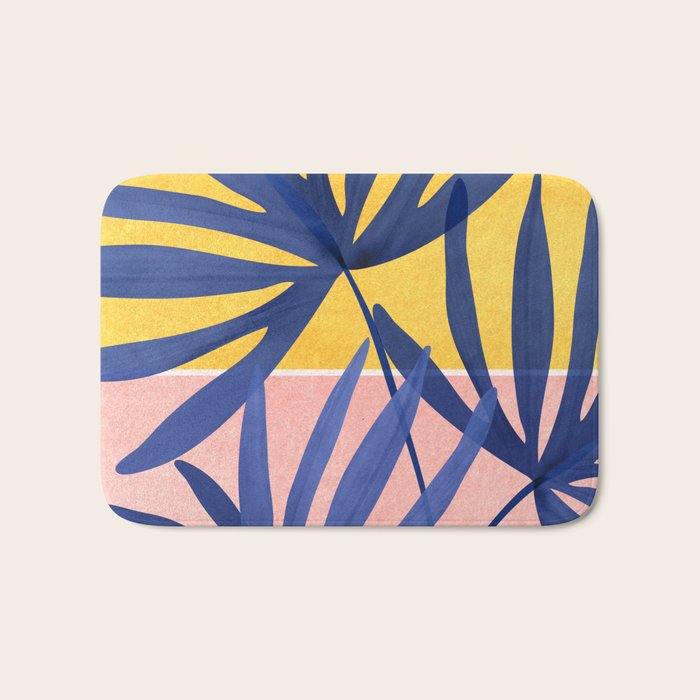 Bright Pop Tropical Palm Art Bath Mat Gallery Image 1