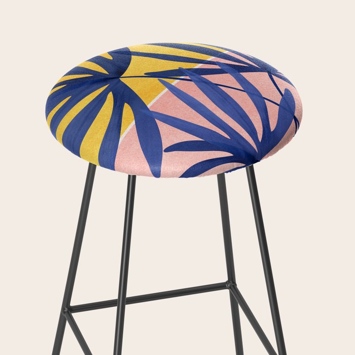 Bright Pop Tropical Palm Art Stool Gallery Image 2