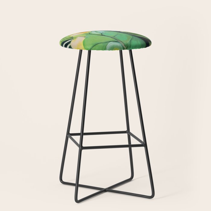 Abstract Green Leaves Stool Gallery Image 1