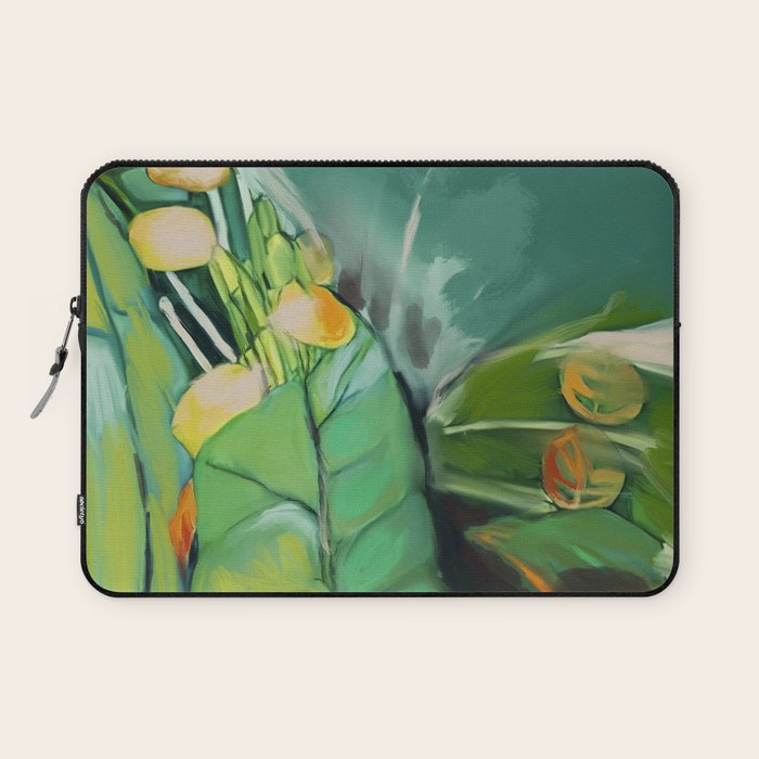Abstract Green Leaves Laptop Sleeve Gallery Image 1
