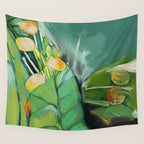Abstract Green Leaves Wall Tapestry Gallery Image 4