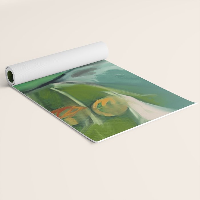 Abstract Green Leaves Yoga Mat Gallery Image 2