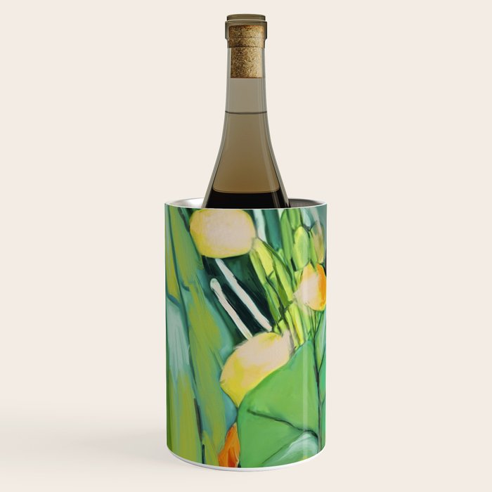 Abstract Green Leaves Wine Chiller Gallery Image 2