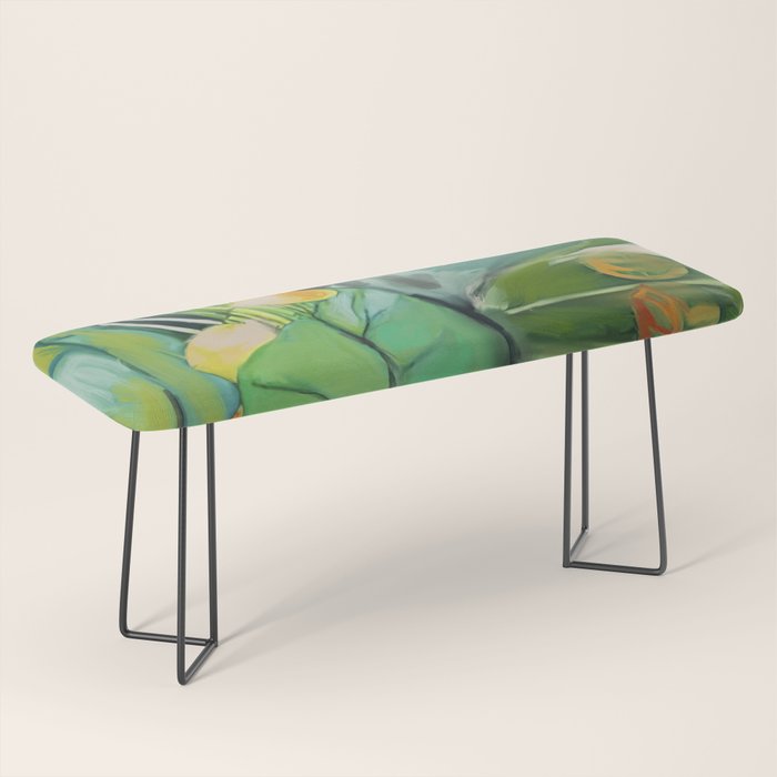Abstract Green Leaves Bench Gallery Image 1