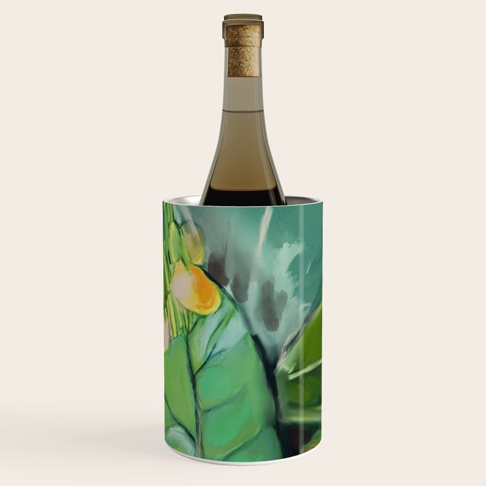 Abstract Green Leaves Wine Chiller Gallery Image 1