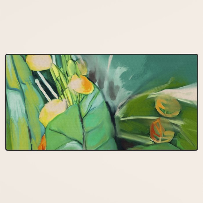 Abstract Green Leaves Desk Mat Gallery Image 3